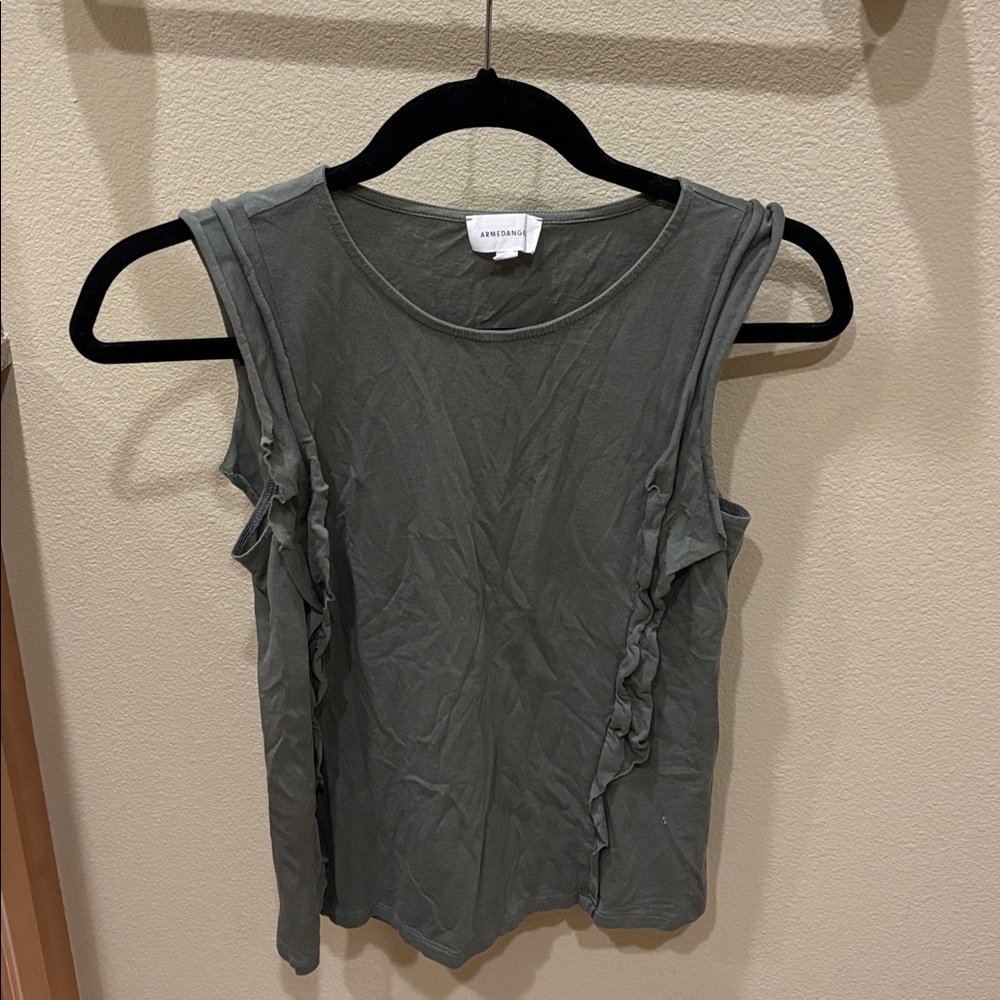 Armedangels Olive Green Ruffles Tank Top - Picture 3 of 9